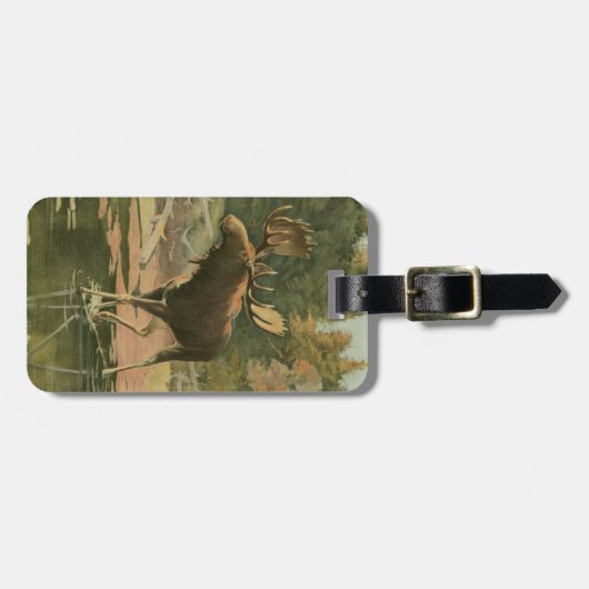 Moose Walting in Water Bagagelabel (Voorkant horizontaal)
