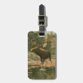Moose Walting in Water Bagagelabel (Voorkant verticaal)