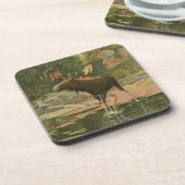 Moose Walting in Water Bier Onderzetter (Linkerzijde)