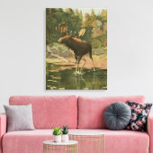 Moose Walting in Water Canvas Afdruk (Insitu (Woonkamer))