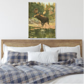 Moose Walting in Water Canvas Afdruk (Insitu (Slaapkamer))