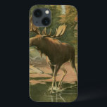 Moose Walting in Water Case-Mate iPhone Case<br><div class="desc">Woon je ver van de natuur? Dit mooie en toch klassieke afbeelding wekt een indruk van rust en de kleuren van de zeemijlen die in het water lopen zijn juist, wat dit afbeelding zeer realistisch maakt. Haal deze natuur stijlvolle kunst op je favoriete producten!</div>