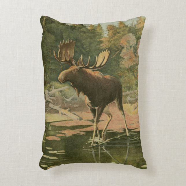 Moose Walting in Water Decoratief Kussen (Voorkant(Verticaal))