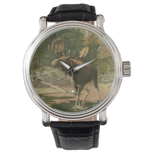 Moose Walting in Water Horloge