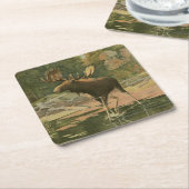 Moose Walting in Water Kartonnen Onderzetters (Schuin)