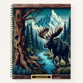 Moose wandelt door een rustige bergstroom notitieboek (Voorkant)