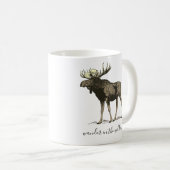 Moose Wander in de Wilderness White Enamel Camper Koffiemok (Voorkant rechts)