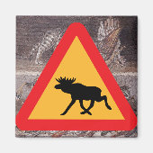 Moose Warning Crossing Sign Whittier Alaska Magneet (Voorkant)