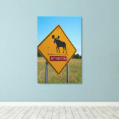 Moose Warning Sign Canvas Afdruk (Insitu (Houten vloer))
