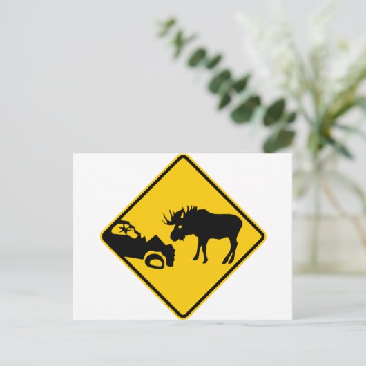 Moose Warning Sign van het Nationaal Park Gros Mor Briefkaart (Staand voorkant)