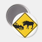 Moose Warning Sign van het Nationaal Park Gros Mor Magneet (Voorkant / Achterkant)
