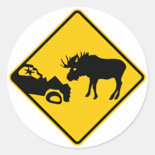 Moose Warning Sign van het Nationaal Park Gros Mor Ronde Sticker