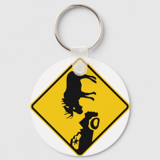 Moose Warning Sign van het Nationaal Park Gros Mor Sleutelhanger (Voorkant)
