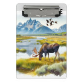 Moose Waterverf AI Art Monogram Mini Klembord (Voorkant)