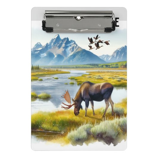 Moose Waterverf AI Art Monogram Mini Klembord (Voorkant)