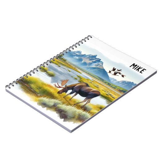 Moose Waterverf AI Art Monogram Notitieboek (Linkerzijde)