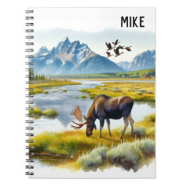 Moose Waterverf AI Art Monogram Notitieboek