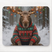 Moose Wearing Ugly Christmas Sweater Muismat (Voorkant)