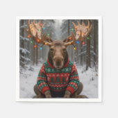 Moose Wearing Ugly Christmas Sweater Servet (Voorkant)