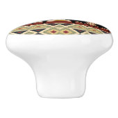 Moose Wildlife Animal Red Green Ochre Ikat Stripes Keramische Knop (Zijkant)