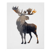 Moose Wildlife Natuur Illustratie Silhouette Joy Perfect Poster (Voorkant)