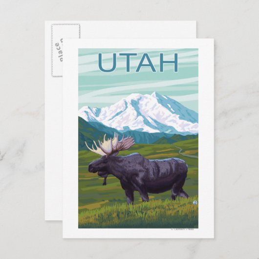 Moose with MountainUtah Briefkaart (Voorkant / Achterkant)