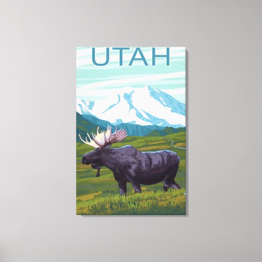 Moose with MountainUtah Canvas Afdruk (Voorkant)