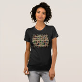 Moose Wolf Pine Tree Rustic Burlap Print T-shirt (Voorkant volledig)