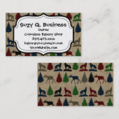 Moose Wolf Pine Tree Rustic Burlap Print Visitekaartje (Voorkant / Achterkant)