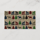 Moose Wolf Pine Tree Rustic Burlap Print Visitekaartje (Achterkant)