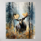Moose Woodland Animal Art Print Poster (Voorkant)