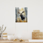 Moose Woodland Animal Art Print Poster (Keuken)