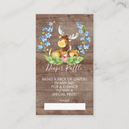Moose Woodland Baby shower Luier Raffle Ticket Informatiekaartje