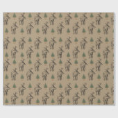 Moose & Xmas Trees Christmas Wrapping Paper Cadeaupapier (Vlak)