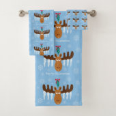 Moosehead_Icicle Antlers_Mistletoe_Merry Kissmoose Bad Handdoek (Insitu)