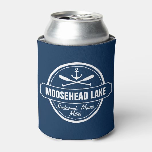 Moosehead Lake Maine ankerplaats aangepaste stad Blikjeskoeler (Blikje Voorkant)