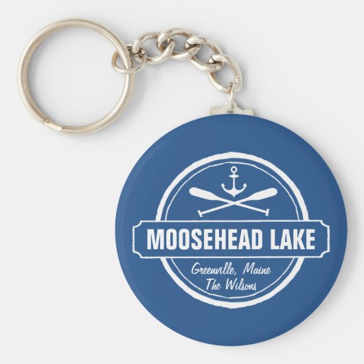 Moosehead Lake Maine ankerplaats aangepaste stad Sleutelhanger (Voorkant)
