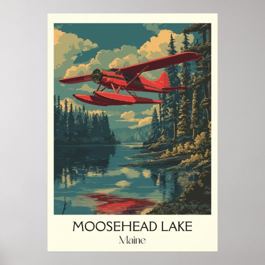 Moosehead Lake Maine watervliegtuig Forest Art Poster (Voorkant)