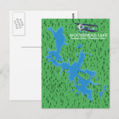 Moosehead Lake,Piscataquis County map Briefkaart (Voorkant / Achterkant)