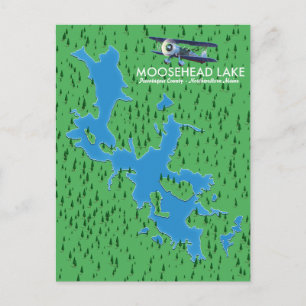 Moosehead Lake,Piscataquis County map Briefkaart