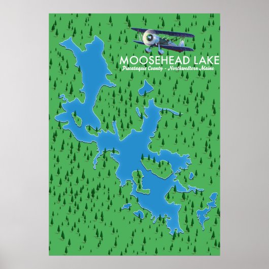 Moosehead Lake,Piscataquis County map Poster (Voorkant)