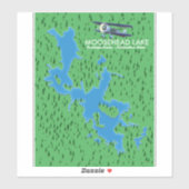 Moosehead Lake,Piscataquis County map Sticker (Vel)