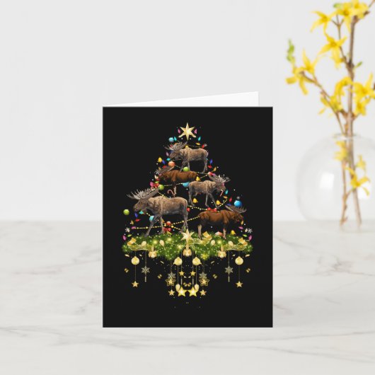 Mooses kerstboomluiden feestdagen kaart (Gele Bloem)