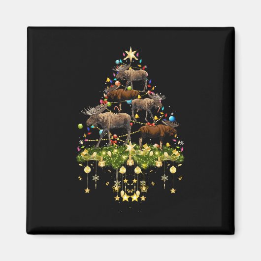 Mooses kerstboomluiden feestdagen magneet (Voorkant)