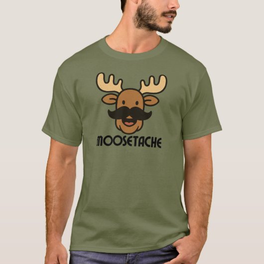 Moosetache Funny Moose With Mustache Dad Gifts  T-shirt (Voorkant)