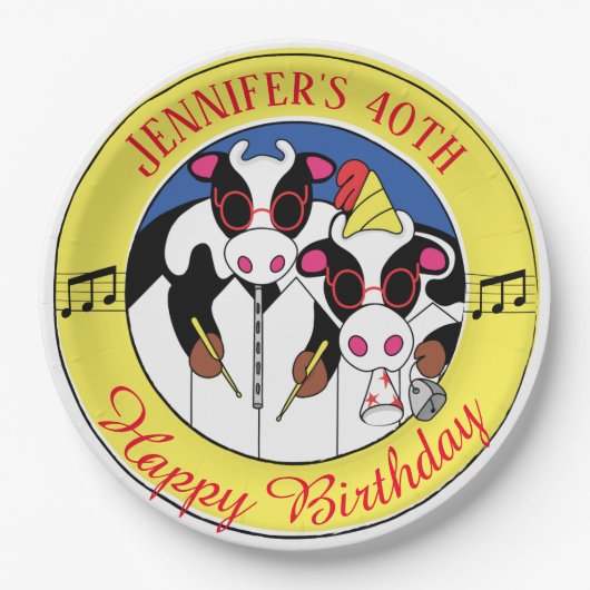 Moosicians Funny Birthday Party Papieren Bordje (Voorkant)