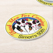 Moosicians Funny Koe Birthday Party Ronde Kartonnen Onderzetter (Gebogen)