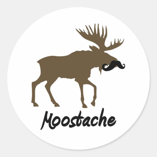 Moostache Ronde Sticker (Voorkant)