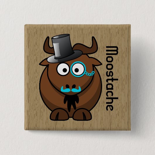 Moostache Vierkante Button 5,1 Cm (Voorkant)