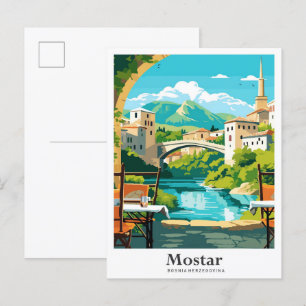 Moostar Bosnië Herzegovina reisillustratie Briefkaart